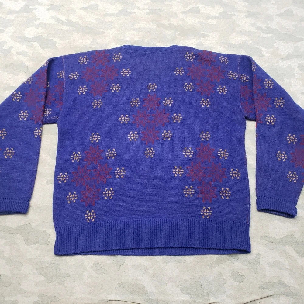 Vintage Jantzen Sweater Men Large Blue Snowflake Pullover Grandpa Core